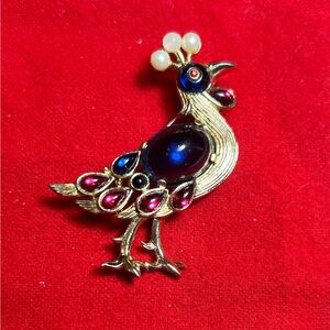 Rare Crown Trifari “Jewels of India” (Moghul Series) Peacock brooch